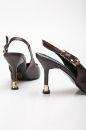 Kadın Tokalı Sivri Burun Şık Topuklu Stiletto Ayakkabı  KAHVERENGİ CİLT
