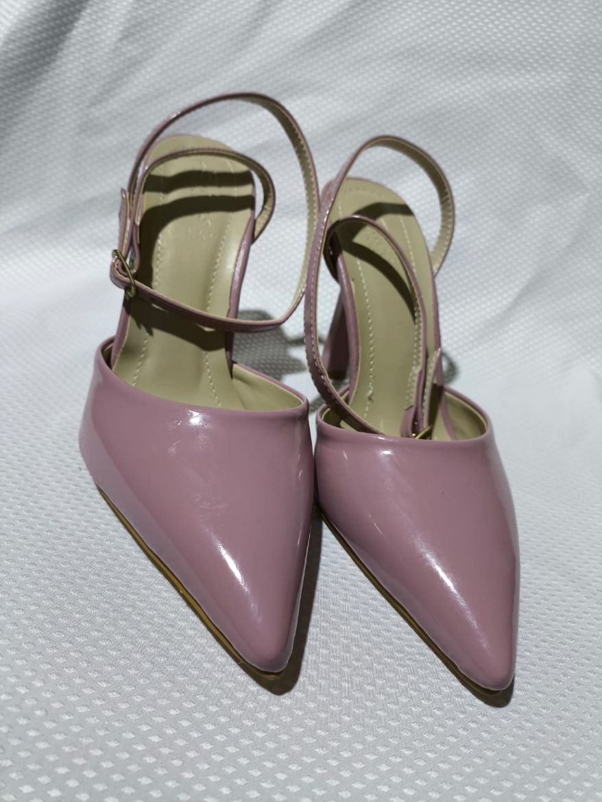Kadın Tokalı Sivri Burun Şık Topuklu Stiletto Ayakkabı  PEMBE resmi